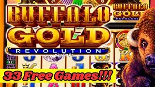 Finally landed the bonus! Buffalo Gold Revolution - Incredible run of retriggers -13 heads collected