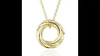 IFSHE Russian Five Ring Necklace, Engraved 5 Name Necklace, Gold