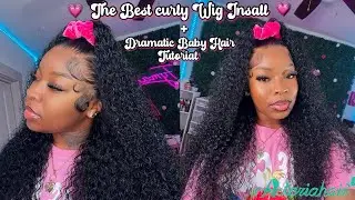 THE BEST PRE PLUCKED CURLY FRONTAL WIG MELTED LACE + DRAMATIC BABY HAIR TUTORIAL |Ft. ASTERIA HAIR