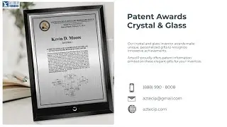 Patent Award - Glass Desk Plaque Black DG-10EZ