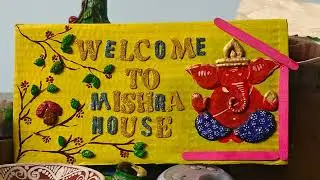 #diy name plate with waste cardboard... #craftideas #art #painting #ganesh .... #artandcraft