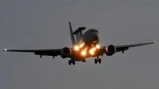 RAF Boeing Wedgetail evening arrival at Birmingham 