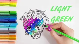 Kids Learn Colors & Drawing Shopkins Strawberry Kiss in Rainbow Colors