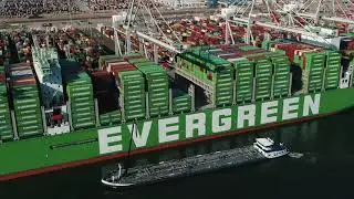 Bunkering of the largest containership in the world; Ever Ace | 4K | DJI Inspire 2 with Zenmuse X7