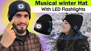 Beanie Blutooth Musical Hat With Flashlight || Musical Knitted Hat with Headphone 