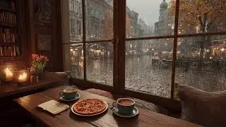 Cozy Caf&eacute; Rain Outside the Window ☕ Warm Indoor Ambience for Sleep & Relax