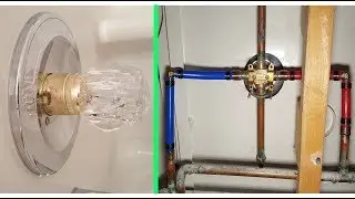 Shower valve. Repiping copper with PEX.  Установка душевого крана