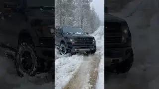 Ford raptor in deep snow