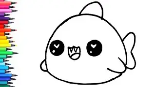 Cute Shark Squish mallow Drawing, Painting & Coloring for Kids and Toddlers_ Kids Art | Shark