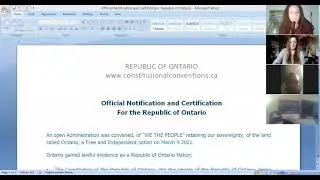Official Notification and Certification, Public Notice Republic of Ontario Sovereignty