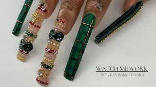 TRENDING 3D Christmas Nail Art | Luxury Plaid XXL Nail Art w/ Bangle Design ✨