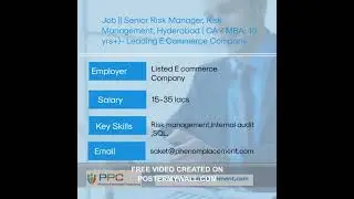 Job || Senior Risk Manager, Risk Management, Hyderabad ( CA/MBA: 10 yrs+)-Leading E Commerce Company