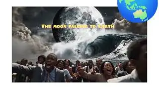 A staged scene depicting the moon falling to Earth.  