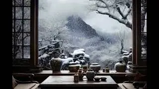🔥 Winter ambience - burning fire and soothing music embrace tranquility, sleep and relaxation
