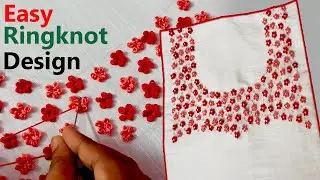 Hand Embroidery ||Easy Ringknot Design for Kurthis|| Beginners Design|| Jaicy's Creative Designs