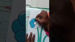 Blue crayon #art #drawing #youtubeshorts #blue #crayon #colors #flowers #artwork