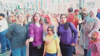 Holi celebration,Indian culture, food,in Moscow Russia.