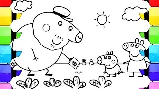 Peppa and George Pig are farming with Grandpa Pig Drawing Easy, Peppa Pig Drawing,Peppa Pig Coloring