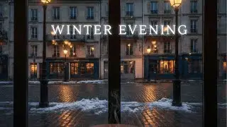 Winter Night Café Ambience ❄️ Snow Falling Outside | Relax, Study, Sleep