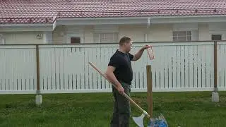 Cold Steel viking axe cutting practice