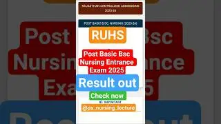 RUHS POST BSC NURSING 2025 Result out check now #ruhs #result