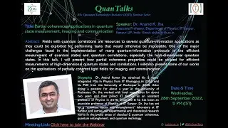 Prof. Anand K. Jha's Webinar at IQTI on Quantum Imaging
