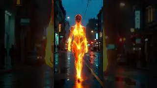 Man Made of Lava Walking in the Rain 🌧🔥 | Surreal Shorts #shortvideo #shots #fire