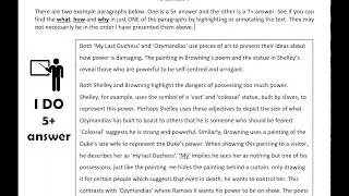 GCSE 5+ and 7+ Model Responses on Comparing power in 'Ozymandias' and 'My Last Duchess'.