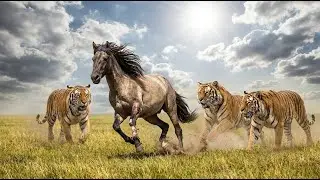 A Lone Wild Horse Hunted by Tigers in the Vast Grasslands &ndash; Heart-Pounding Chase eps 28