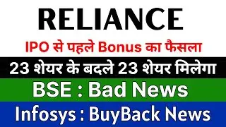RELIANCE INDUSTRIES share latest news 🚨 BONUS ANNOUNCEMENT 🚨 BSE share latest news &bull; INFOSYS share