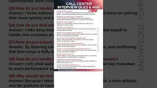 Call Center Job Interview Questions and Answers