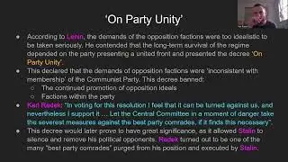 The Tenth Party Congress (AOS2 Consequences of the Russian Revolution)