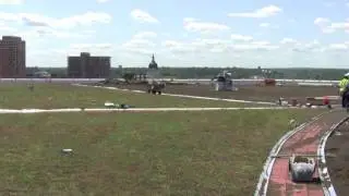 Express Blower Truck Installation of Soil on Green Roof