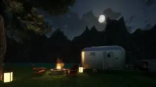 Full Moon Campfire Ambience -- Crackling Fire + Summer Night Sounds