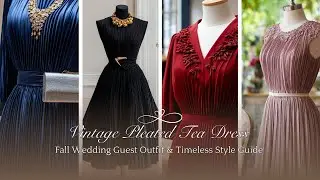 Vintage Pleated Tea Dress Lookbook | Fall Wedding Guest Outfit & Timeless Style Guide