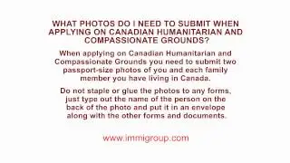 What photos do I need to submit when applying on Humanitarian and Compassionate Grounds?