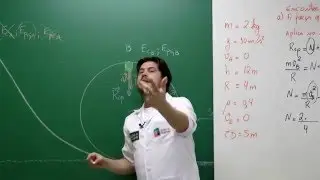 Resolução de exercício sobre energia mecânica, energia dissipada e força centrípeta