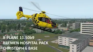 X-Plane 11.50b9: Bremen Hospital Pack mit Christoph 6 (EC135 / Trackhat)