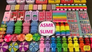 MIXING SLIME ASMR WITH EYE SHADOW & GLITTER | Mixing Random Things Into Glossy Slime #slimeasmr #272