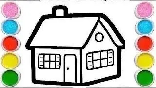 House easy steps drowing painting and coloring for kids 