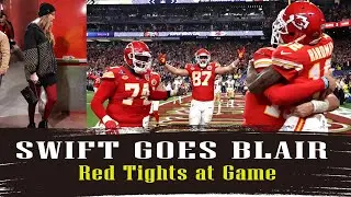 Taylor Swift Channels Blair Waldorf with Red Tights at Chiefs Game