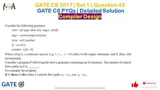 GATE CS 2017 | Set 1 - Question 43 | GATE CS PYQs | GATE CS Solutions, Compiler Design