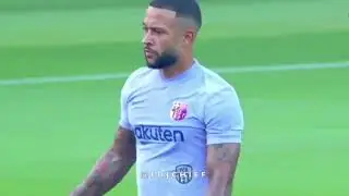 Memphis Depay first match at FC Barcelona