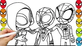 Spider-Man  Coloring  Pages Spider-Man and Friends  draw marvel coloring compilation 967l