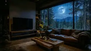 🔴 Cozy Cabin Night Ambience | Soothing Rainfall & Moonlit Forest View for Sleep & Insomnia Relief