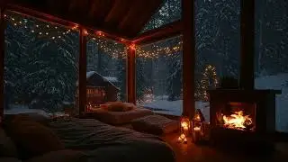 Cozy Winter Jazz Cabin ❄️ Smooth Night Jazz, Fireplace Glow & Snowfall Ambience