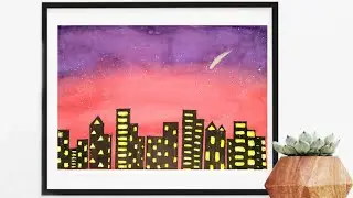 How To Paint a Sunset Cityscape with Acyrlics / Easy and Fun Painting