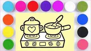 Sand painting Kitchen cooking process