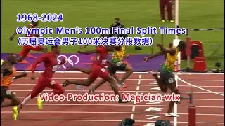 【1968 - 2024】历届奥运会男子100米决赛分段数据 | Split times for the men's 100m final at all Olympic Games