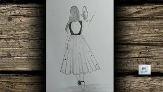 Drawing A Girl Backside With Beautiful Dress